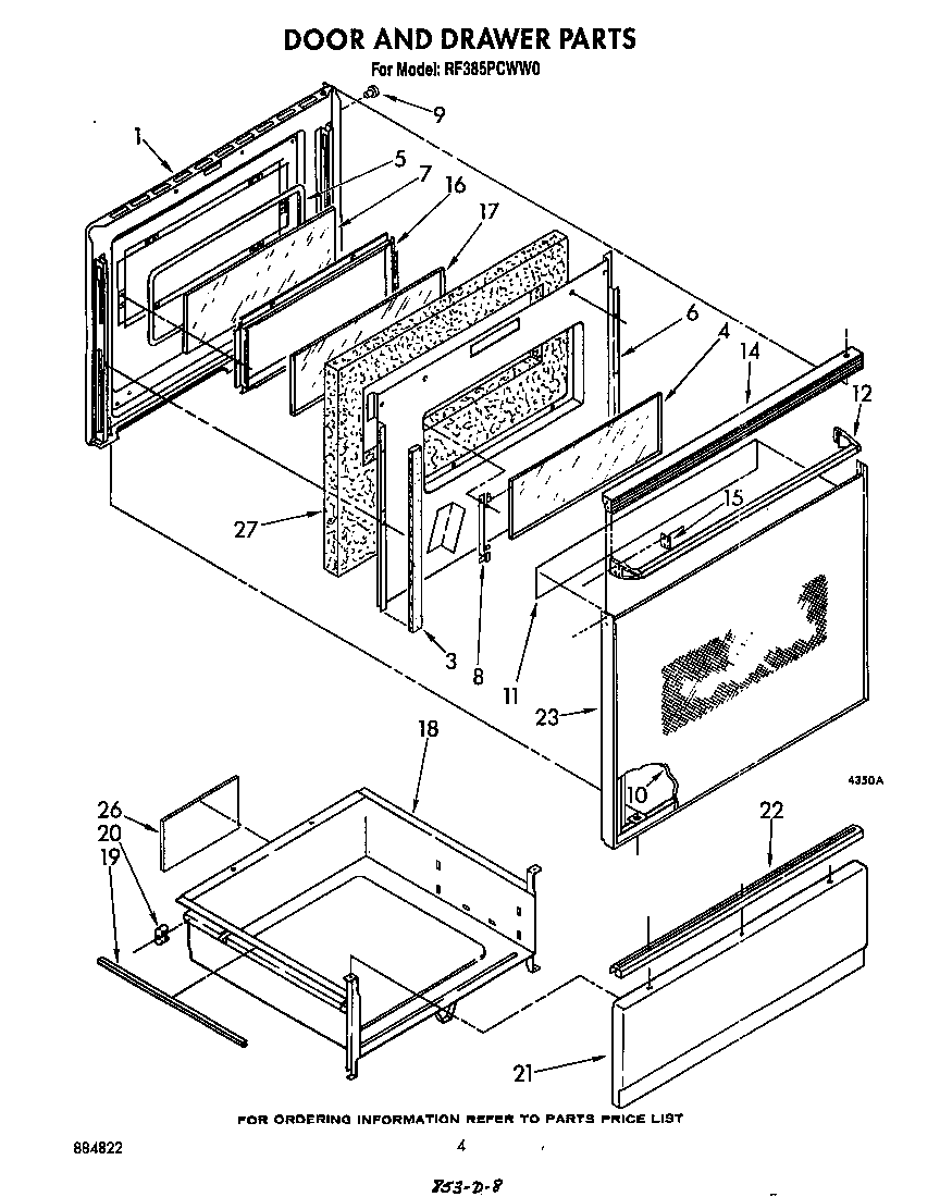 Whirlpool RF385PCWW0 door and drawer diagram