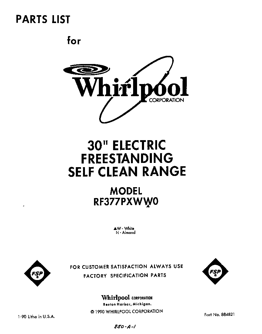 Whirlpool RF377PXWW0 front cover diagram