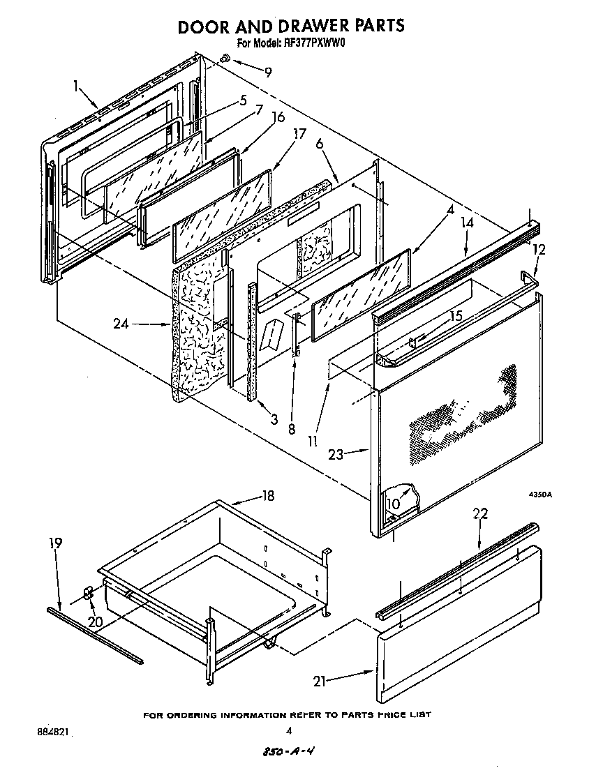 Whirlpool RF377PXWW0 door and drawer diagram