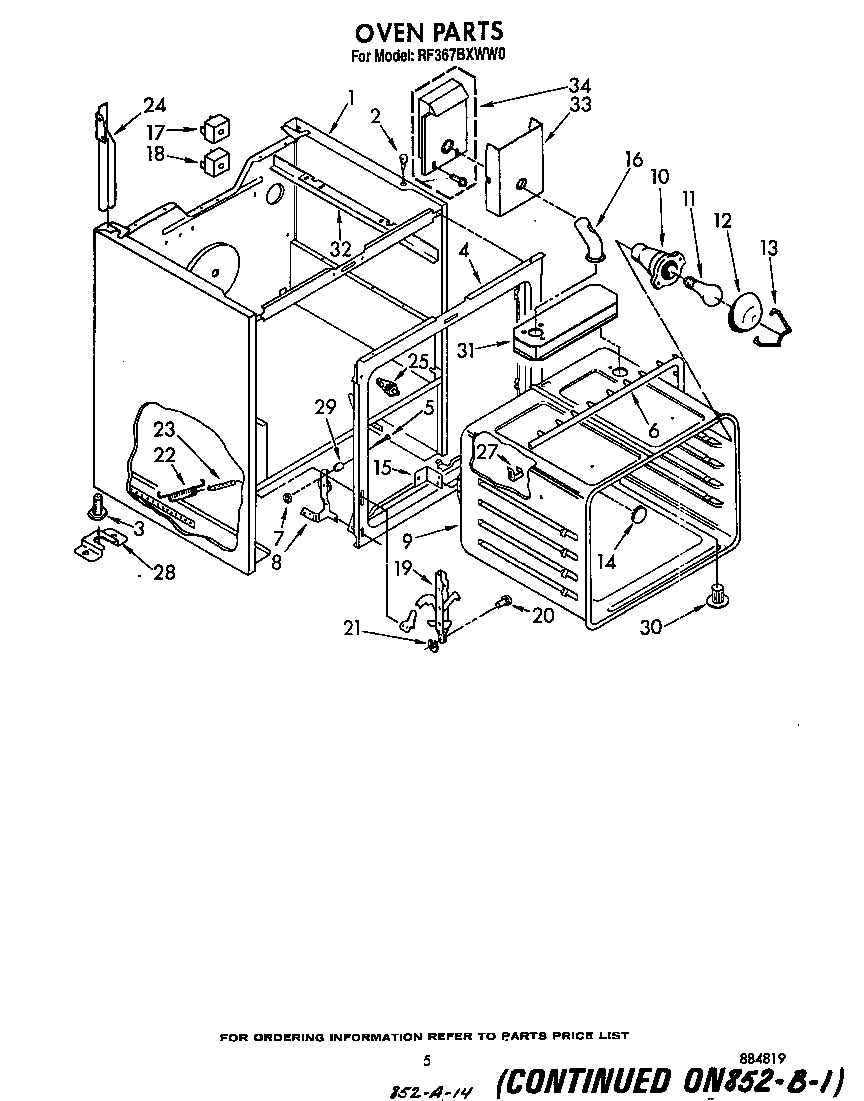 Whirlpool RF367BXWW0 oven diagram