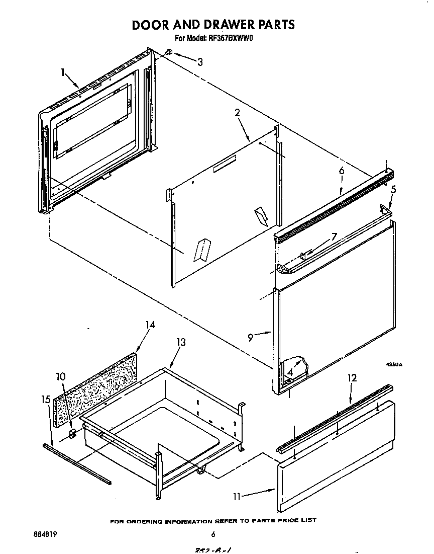 Whirlpool RF367BXWW0 door and drawer diagram