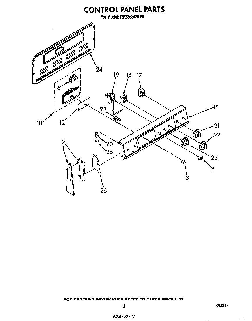 Whirlpool RF3365XWW0 control panel diagram