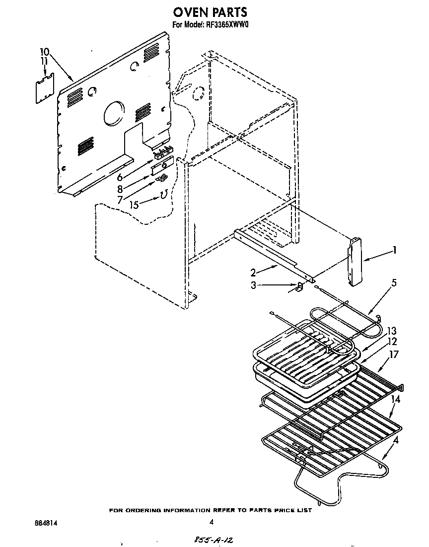 Whirlpool RF3365XWW0 oven diagram
