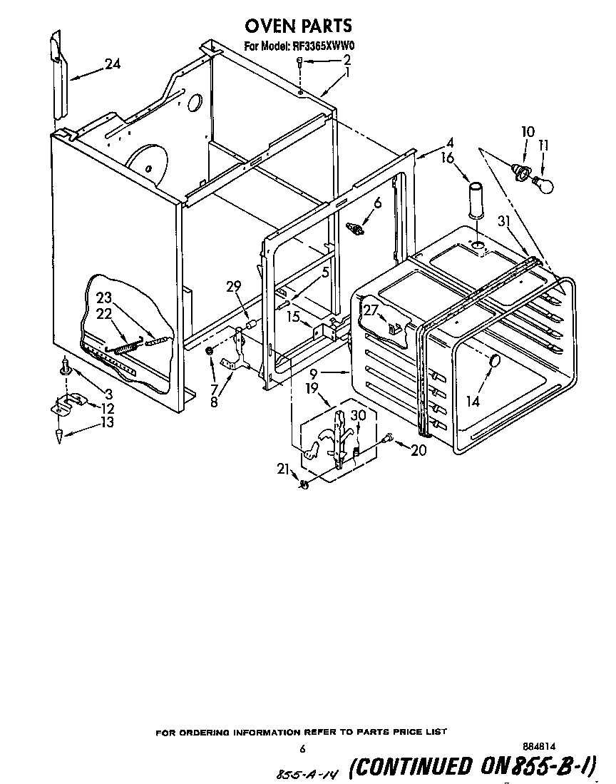 Whirlpool RF3365XWW0 oven body diagram