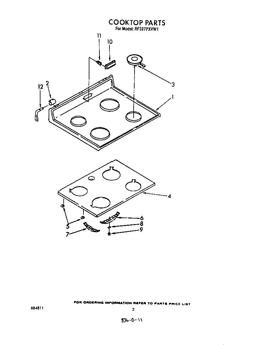 Whirlpool RF327PXVW1 cooktop diagram
