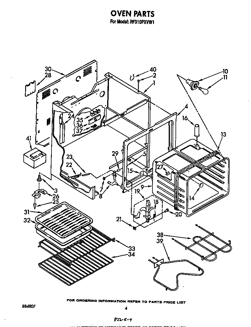 Whirlpool RF310PXVW1 oven diagram