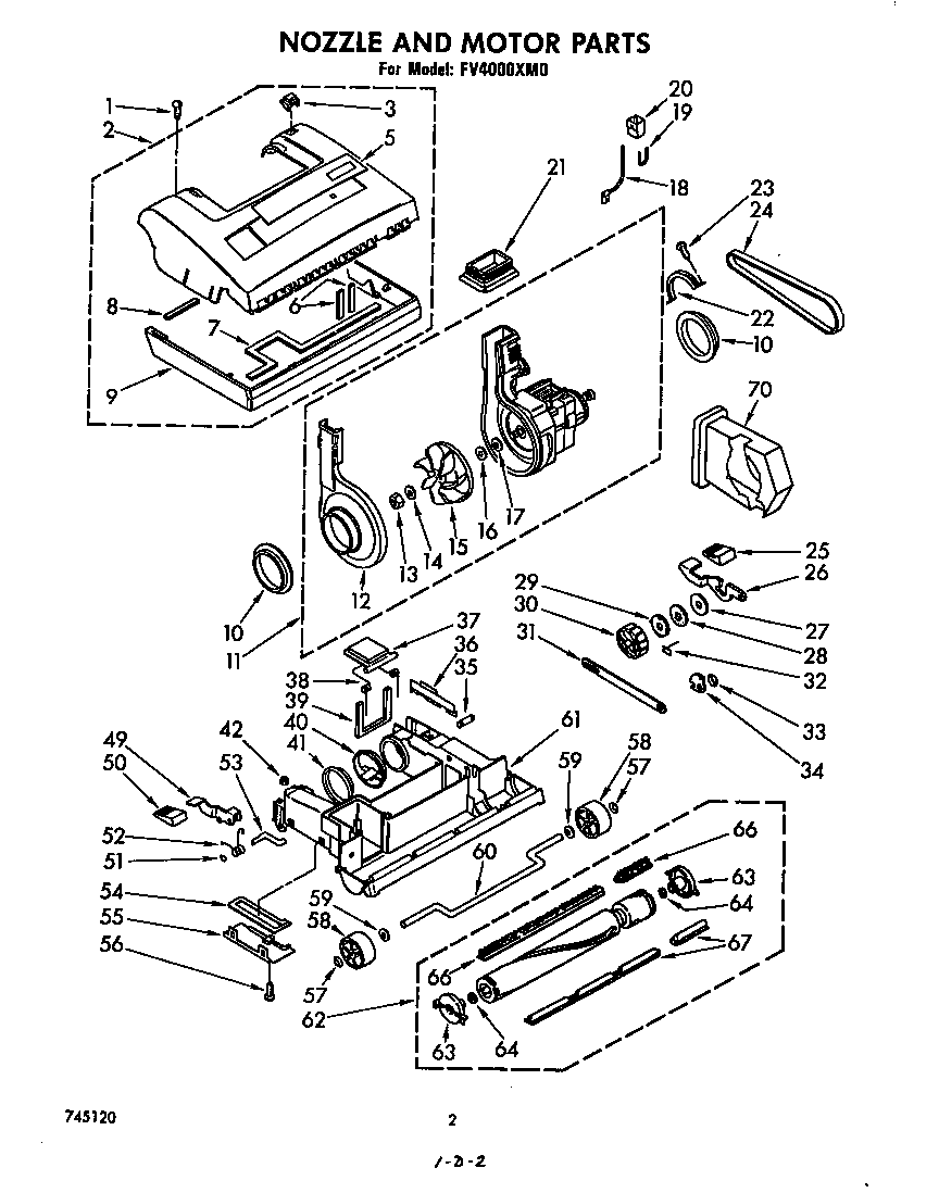 Whirlpool FV4000XM0 nozzle and motor diagram