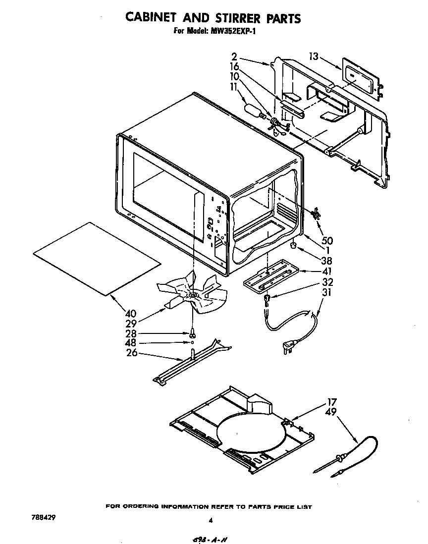 Whirlpool MW352EXP1 cabinet and stirrer diagram