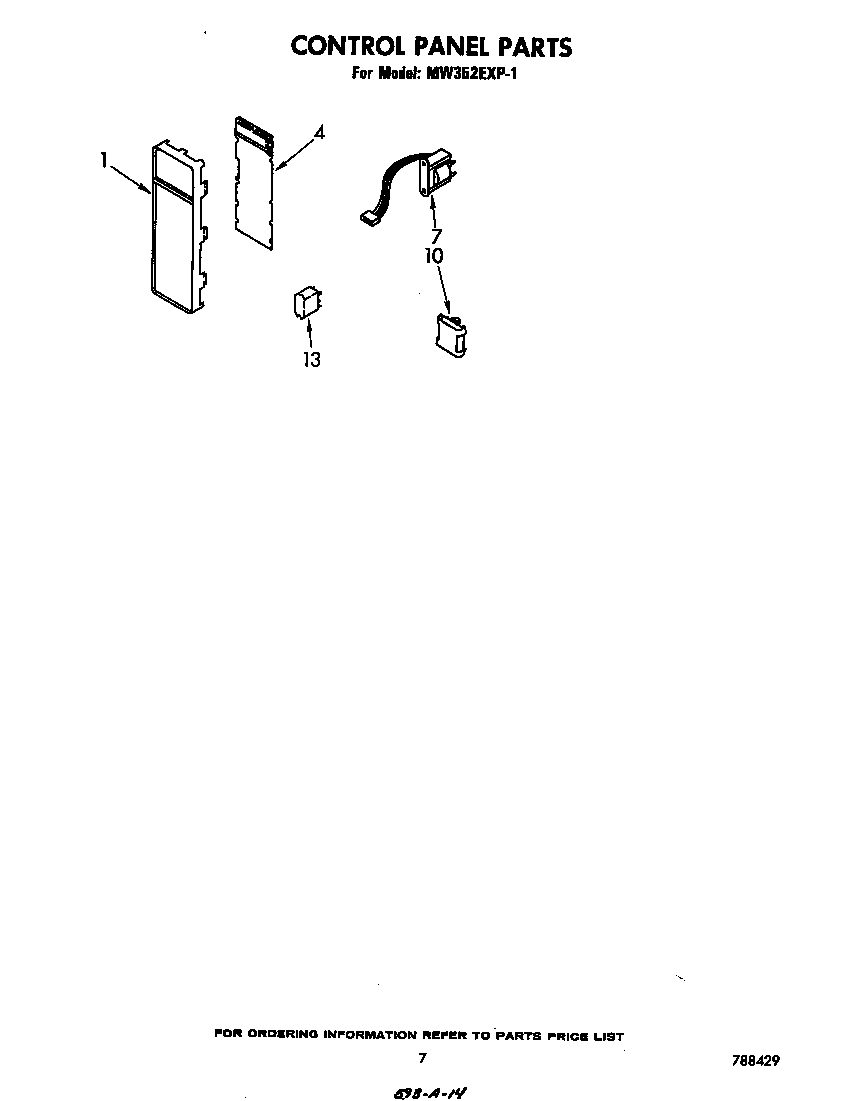 Whirlpool MW352EXP1 control panel diagram