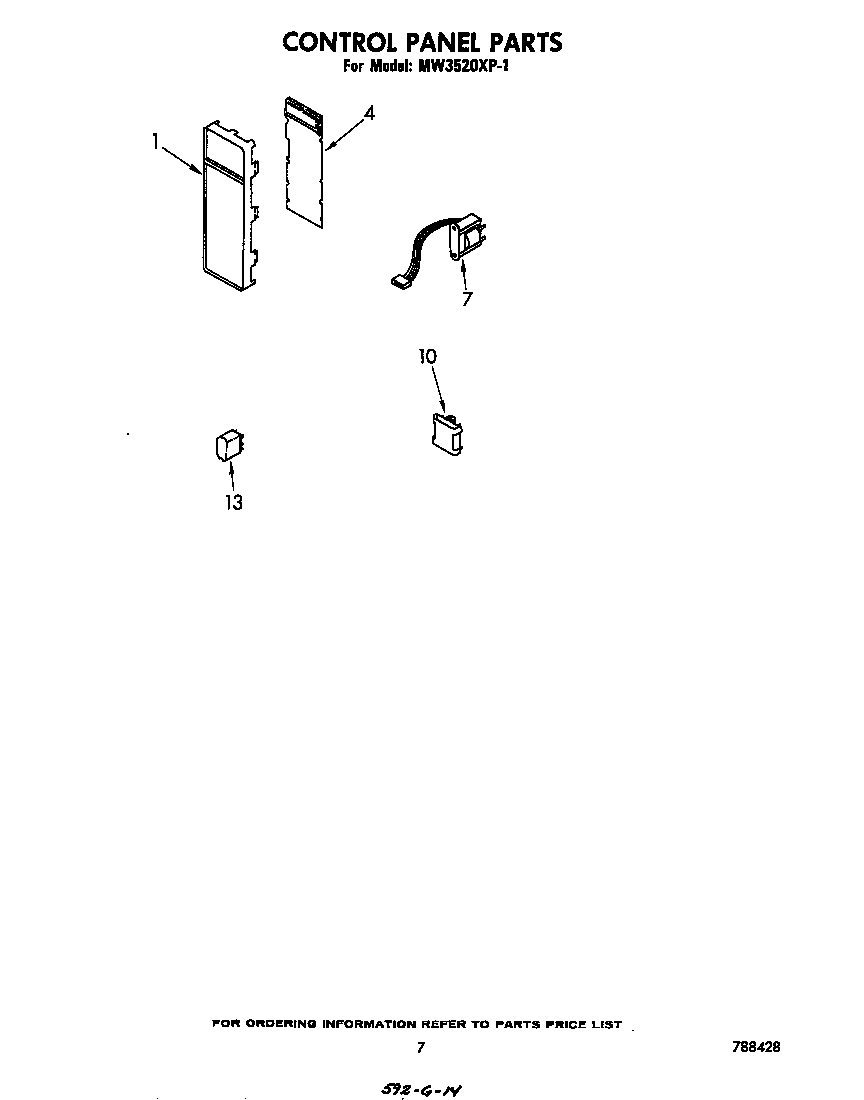 Whirlpool MW3520XP1 control panel diagram