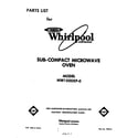 Whirlpool MW1500XP0 front cover diagram