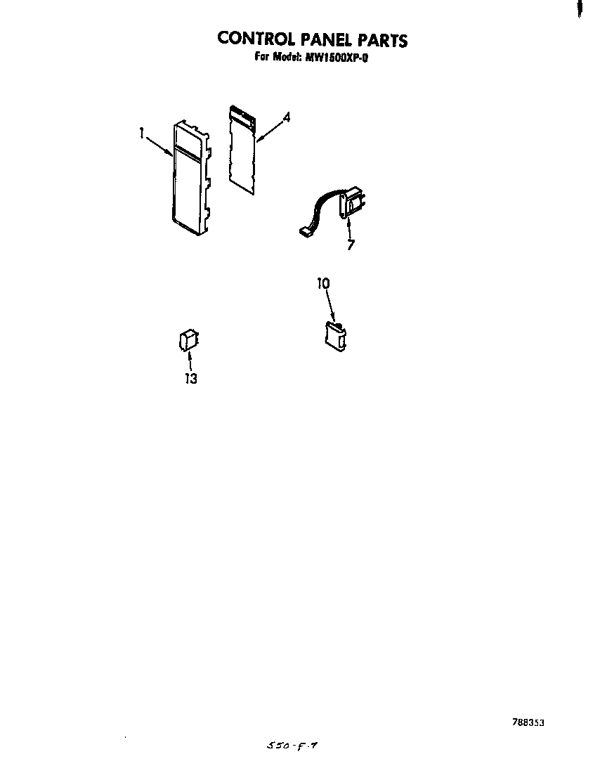 Whirlpool MW1500XP0 control panel diagram