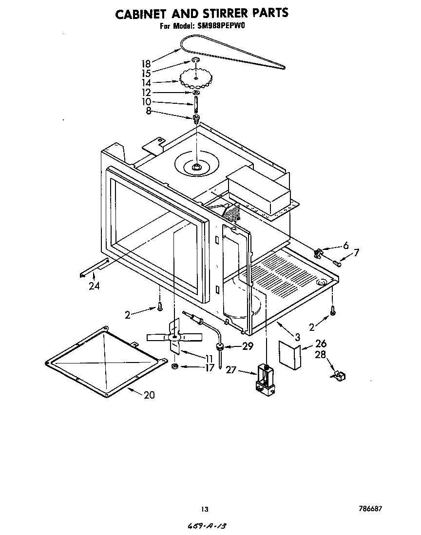 Whirlpool SM988PEPW0 cabinet and stirrer diagram