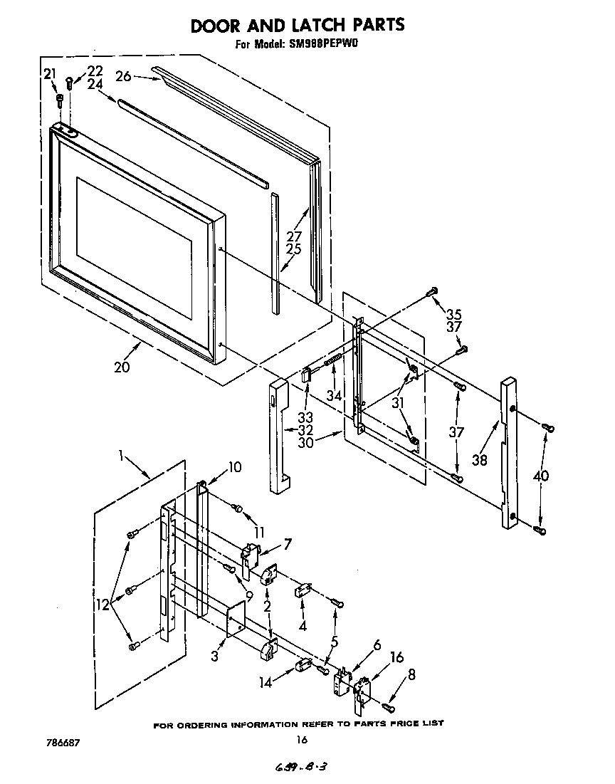 Whirlpool SM988PEPW0 door and latch diagram