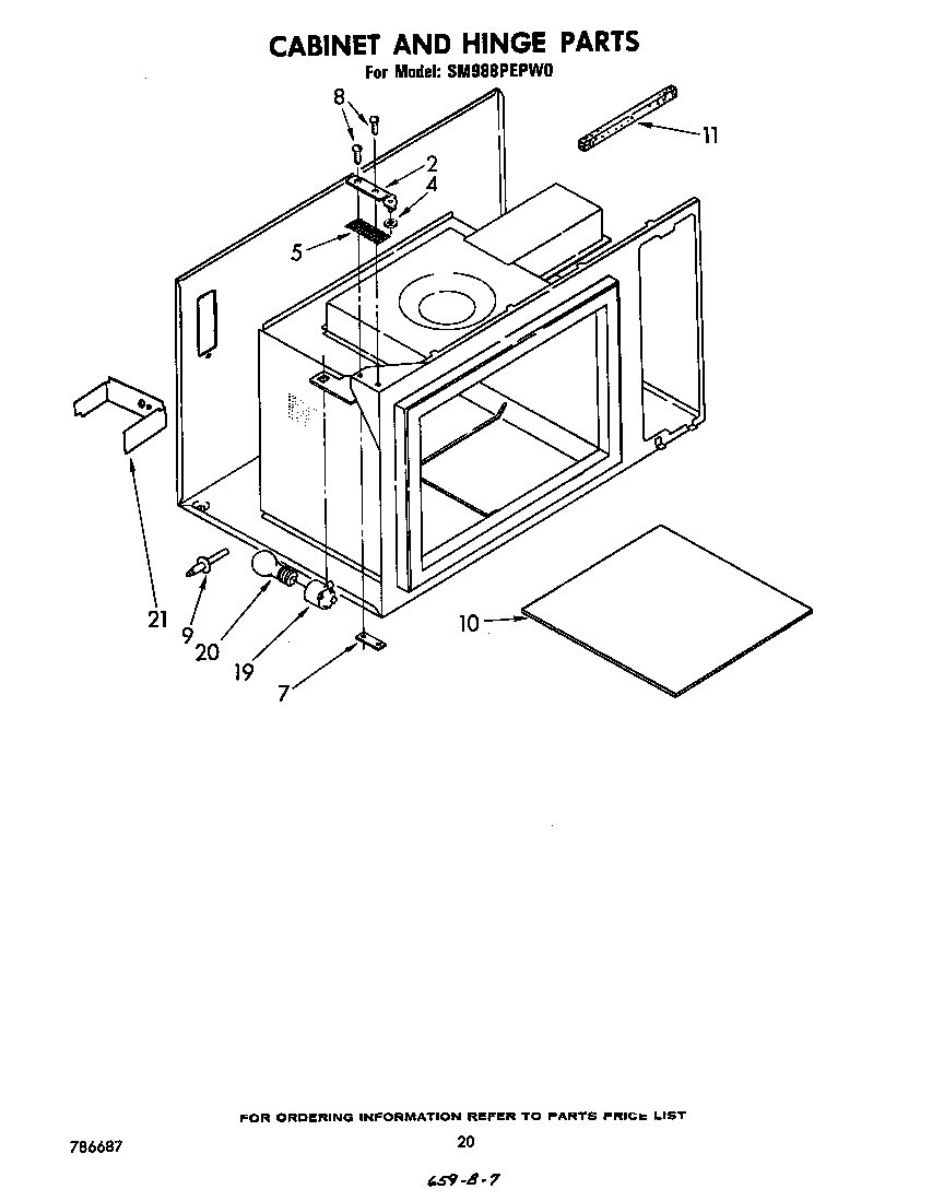 Whirlpool SM988PEPW0 cabinet and hinge diagram