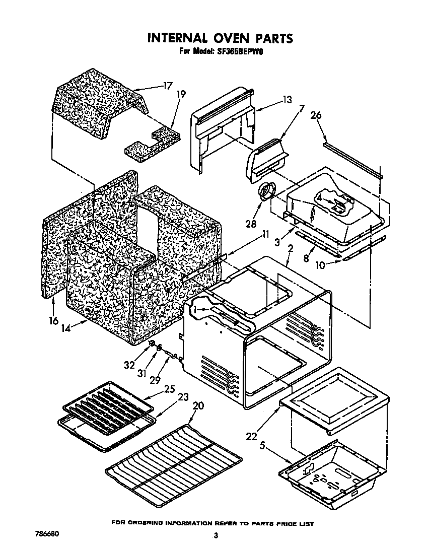 Whirlpool SF365BEPW0 internal oven diagram