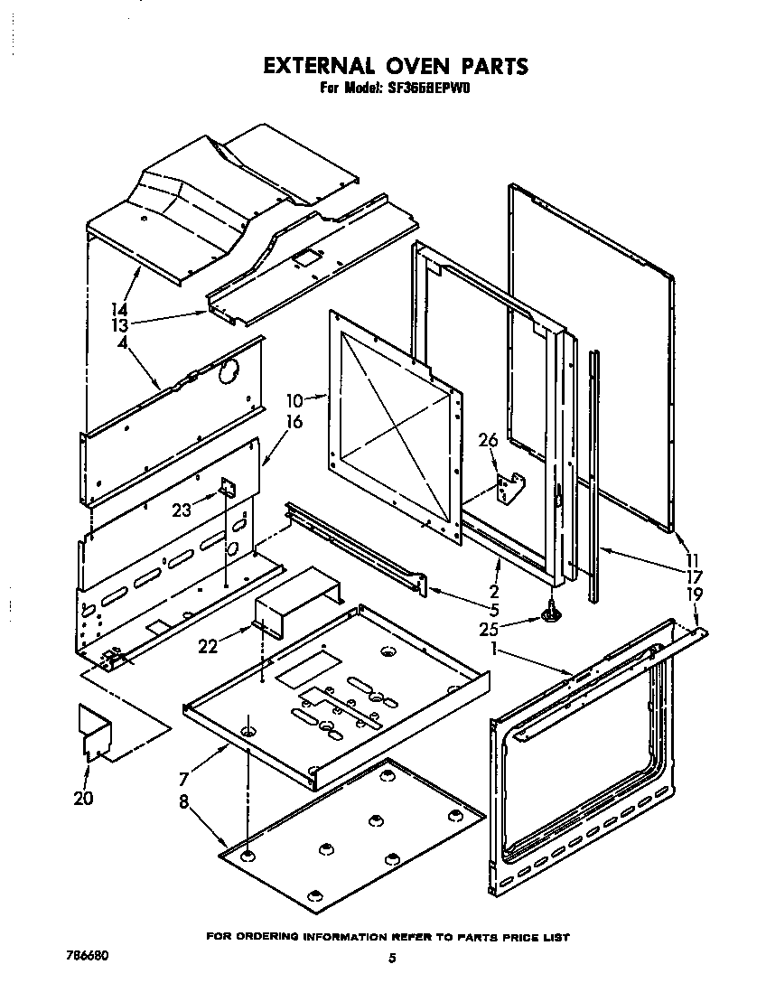 Whirlpool SF365BEPW0 external oven diagram