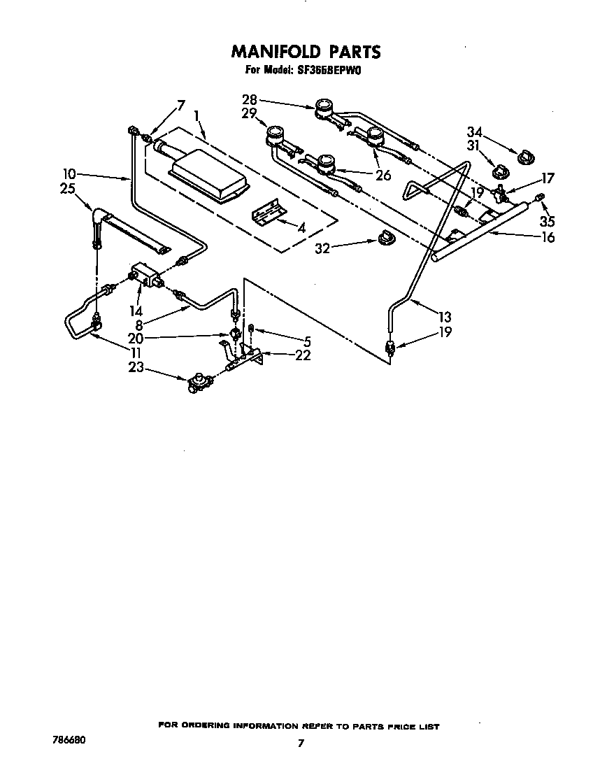 Whirlpool SF365BEPW0 manifold diagram