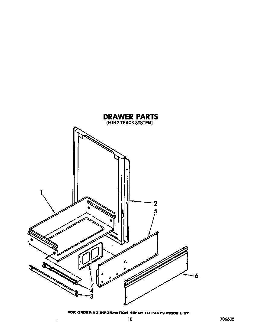 Whirlpool SF365BEPW0 drawer (for 2 track system) diagram