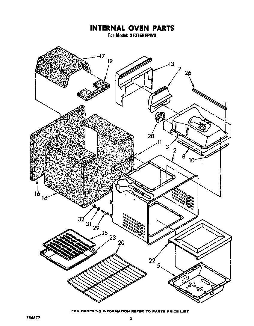 Whirlpool SF375BEPW0 internal oven diagram