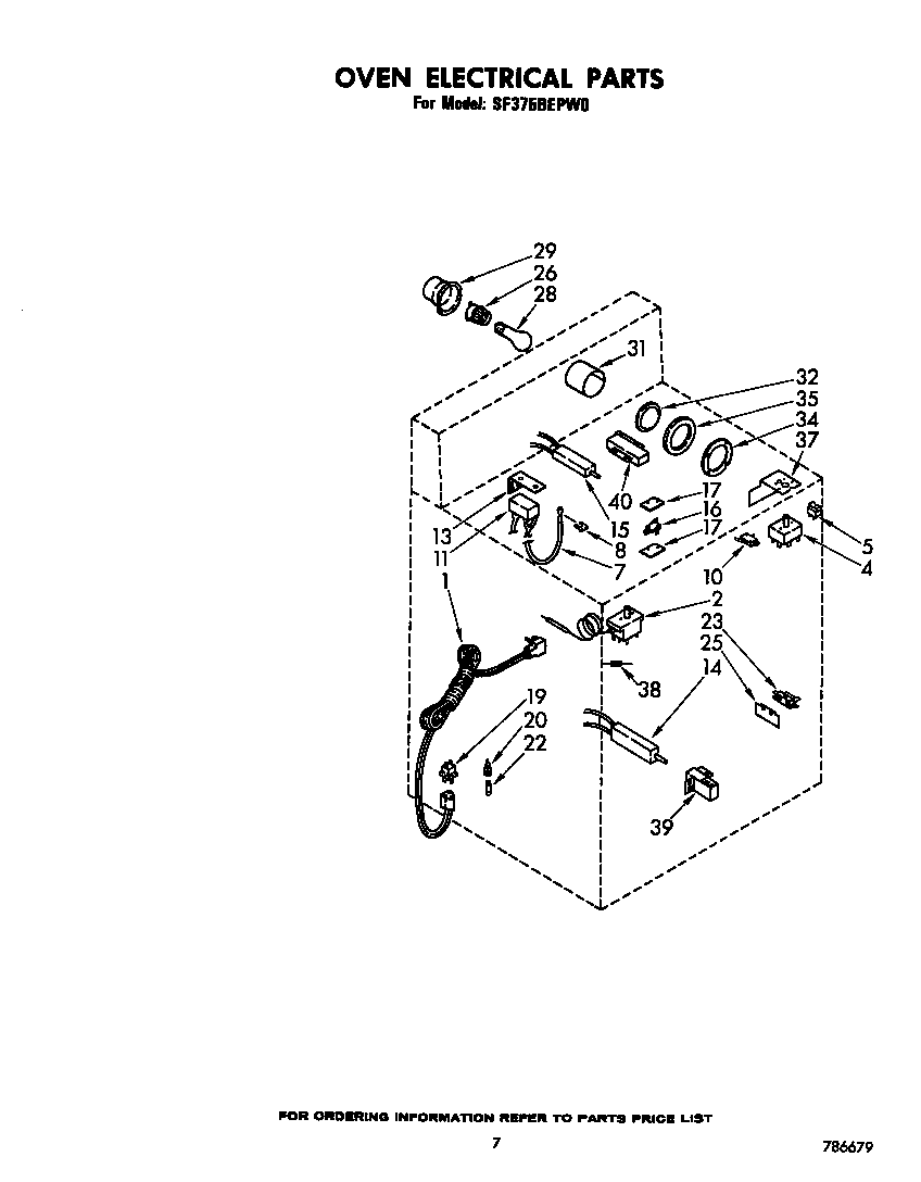 Whirlpool SF375BEPW0 oven electrical diagram