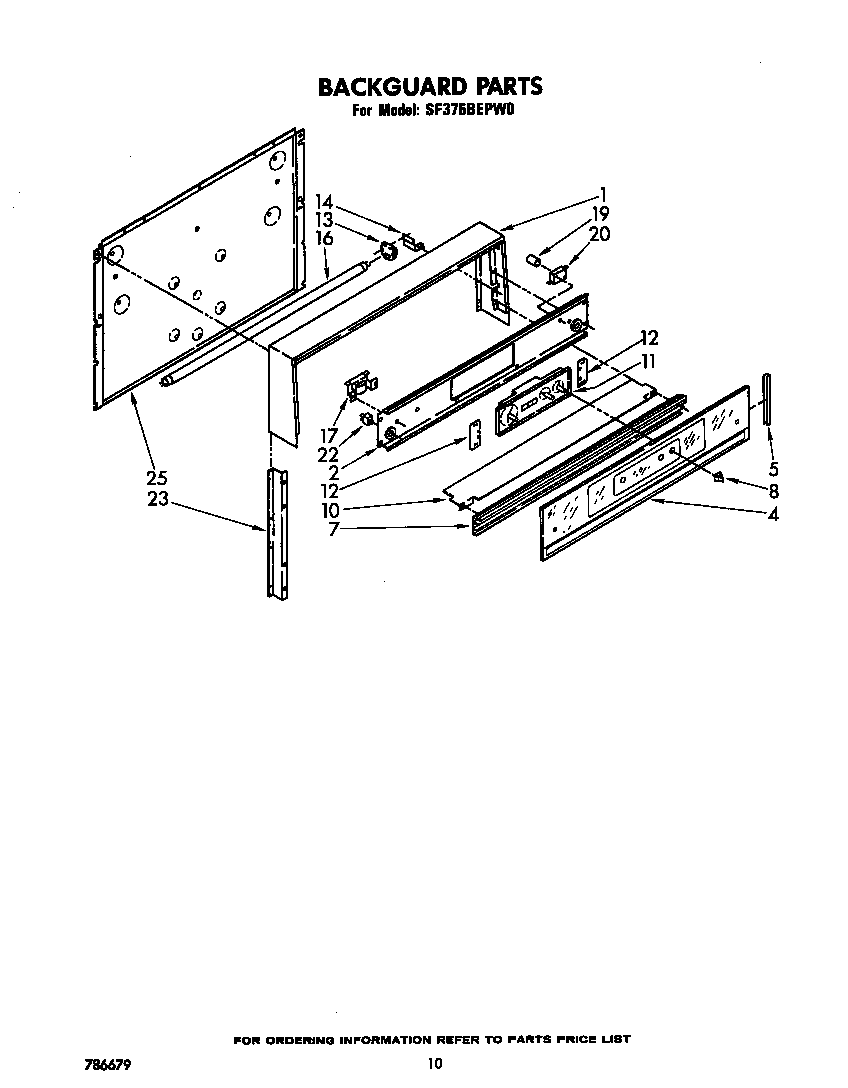 Whirlpool SF375BEPW0 backguard diagram
