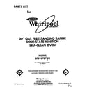 Whirlpool SF395PEPW0 front cover diagram