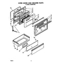 Whirlpool SF395PEPW0 oven door and drawer diagram