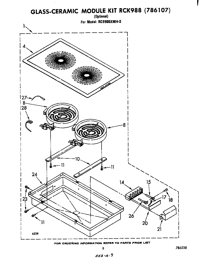 Whirlpool RC8900XMH0 glass ceramic rck988 diagram