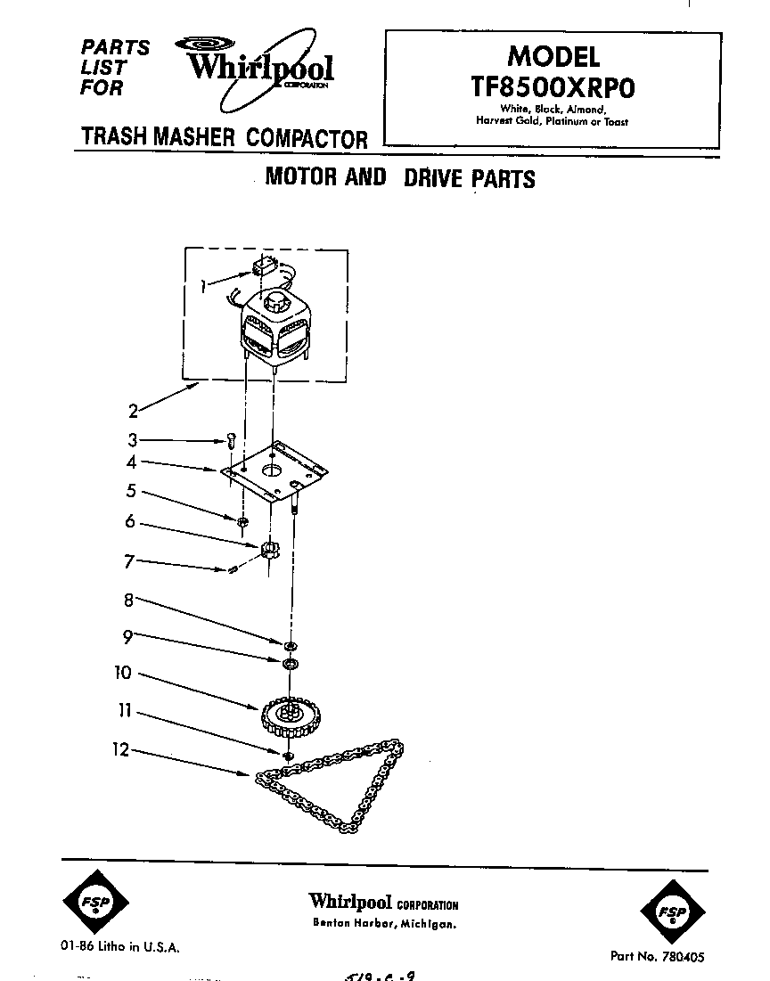 Whirlpool TF8500XRP0 motor and drive diagram