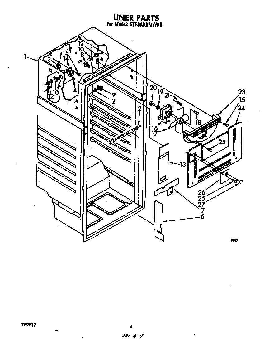 Whirlpool ET16AKXMWR0 liner diagram