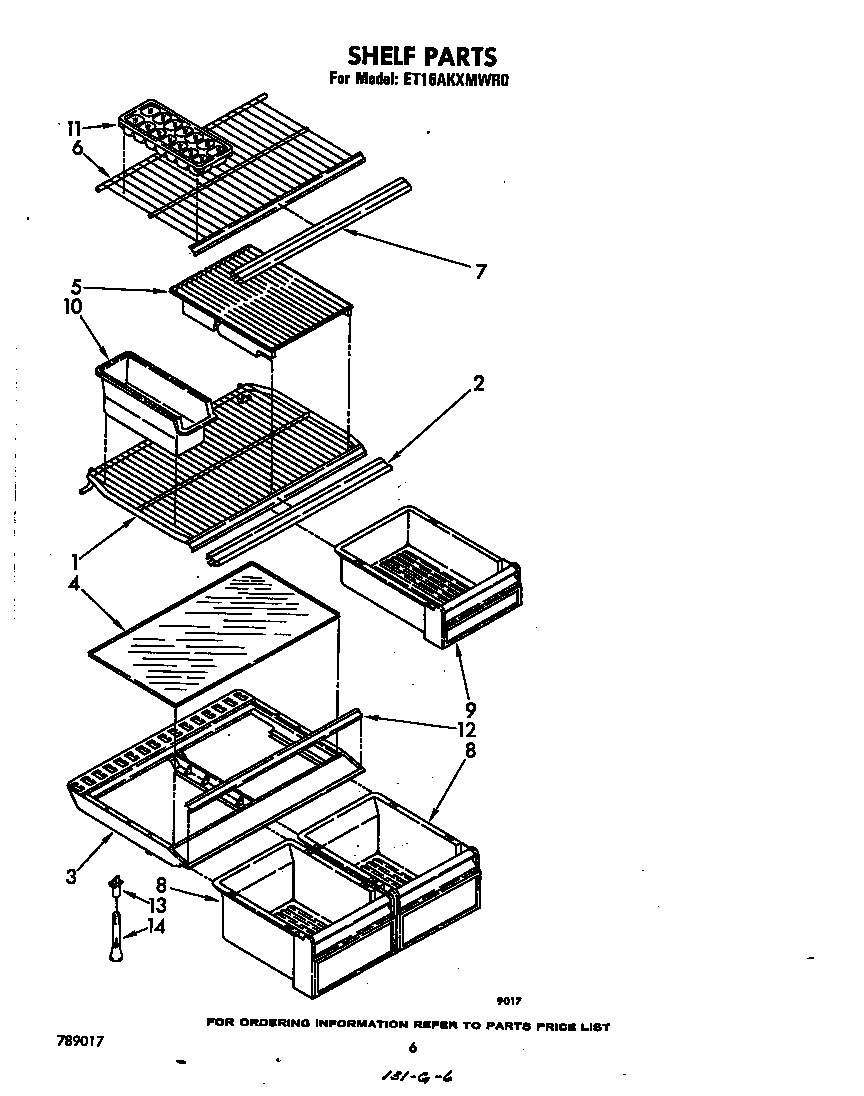 Whirlpool ET16AKXMWR0 shelf diagram