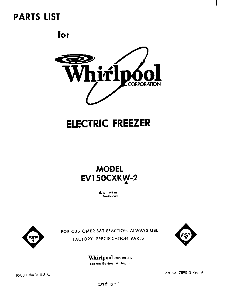 Whirlpool EV150CXKW2 front cover diagram