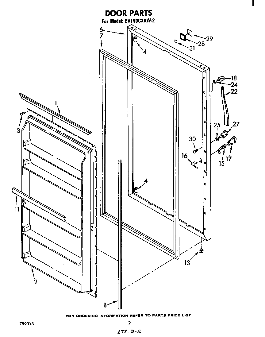 Whirlpool EV150CXKW2 door diagram