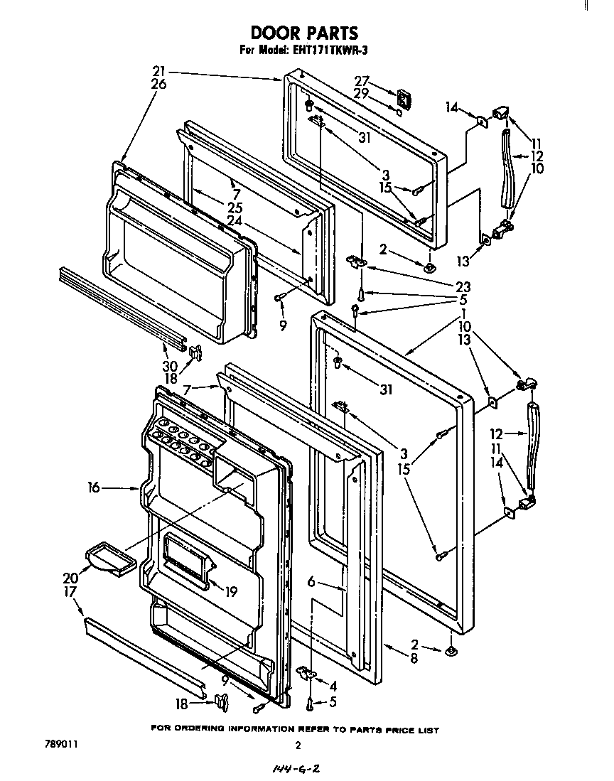 Whirlpool EHT171TKWR3 door diagram