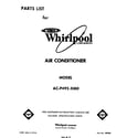Whirlpool ACP492XM0 front cover diagram