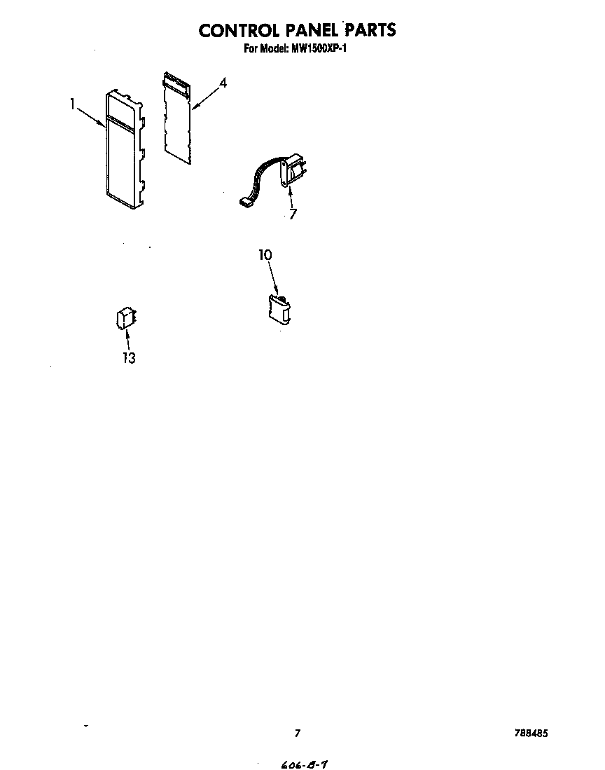 Whirlpool MW1500XP1 control panel diagram