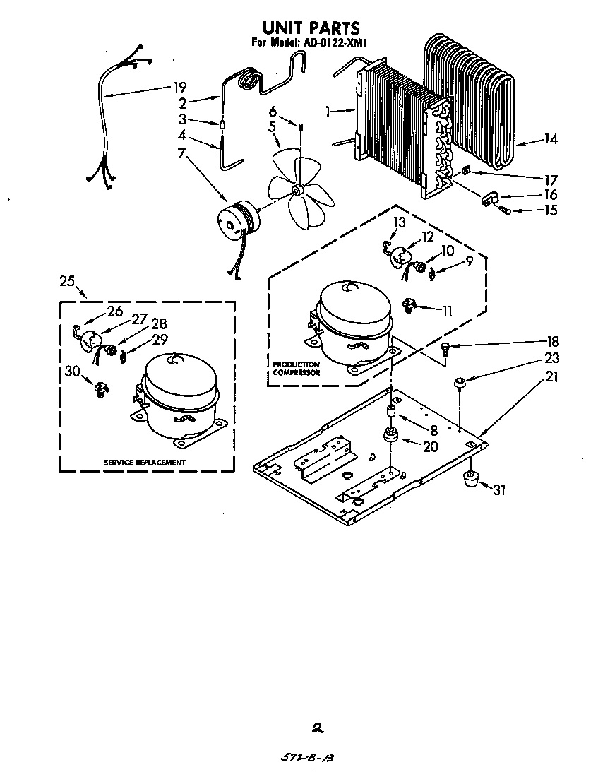 Whirlpool AD0122XM1 unit parts diagram