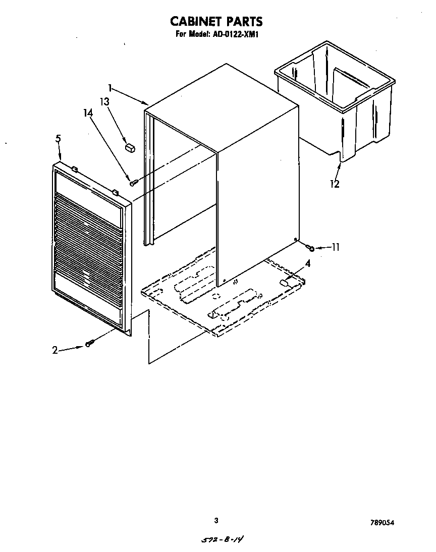 Whirlpool AD0122XM1 cabinet parts diagram