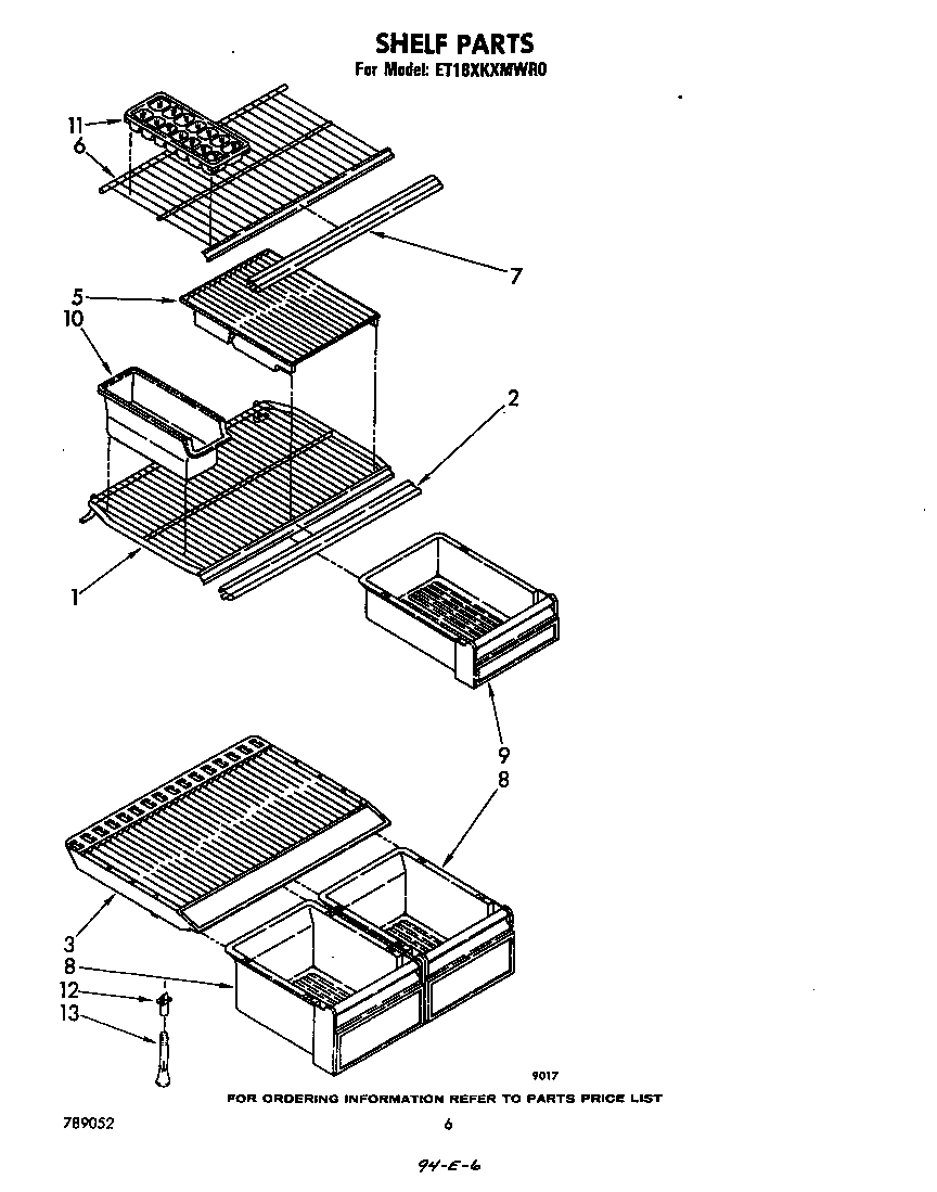 Whirlpool ET18XKXMWR0 shelf diagram