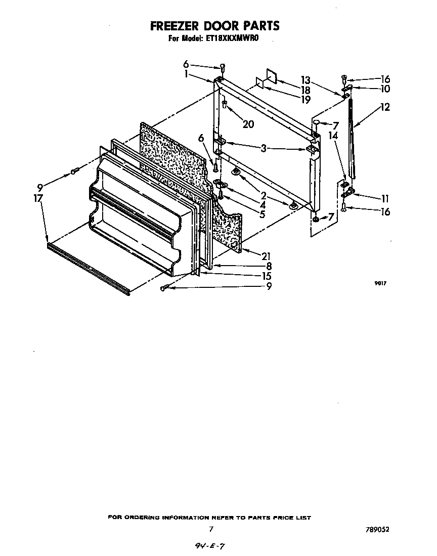 Whirlpool ET18XKXMWR0 freezer door diagram
