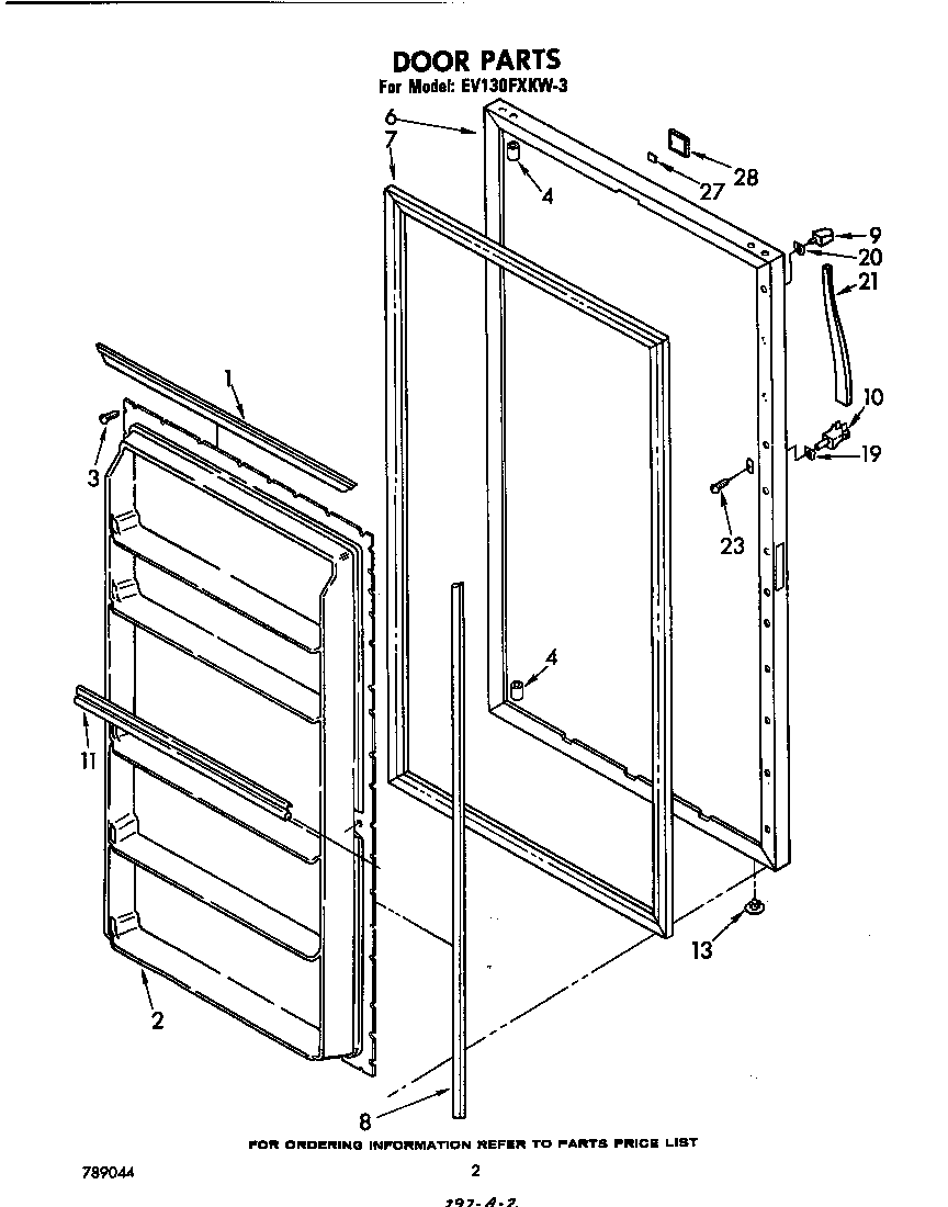 Whirlpool EV130FXKW3 door diagram