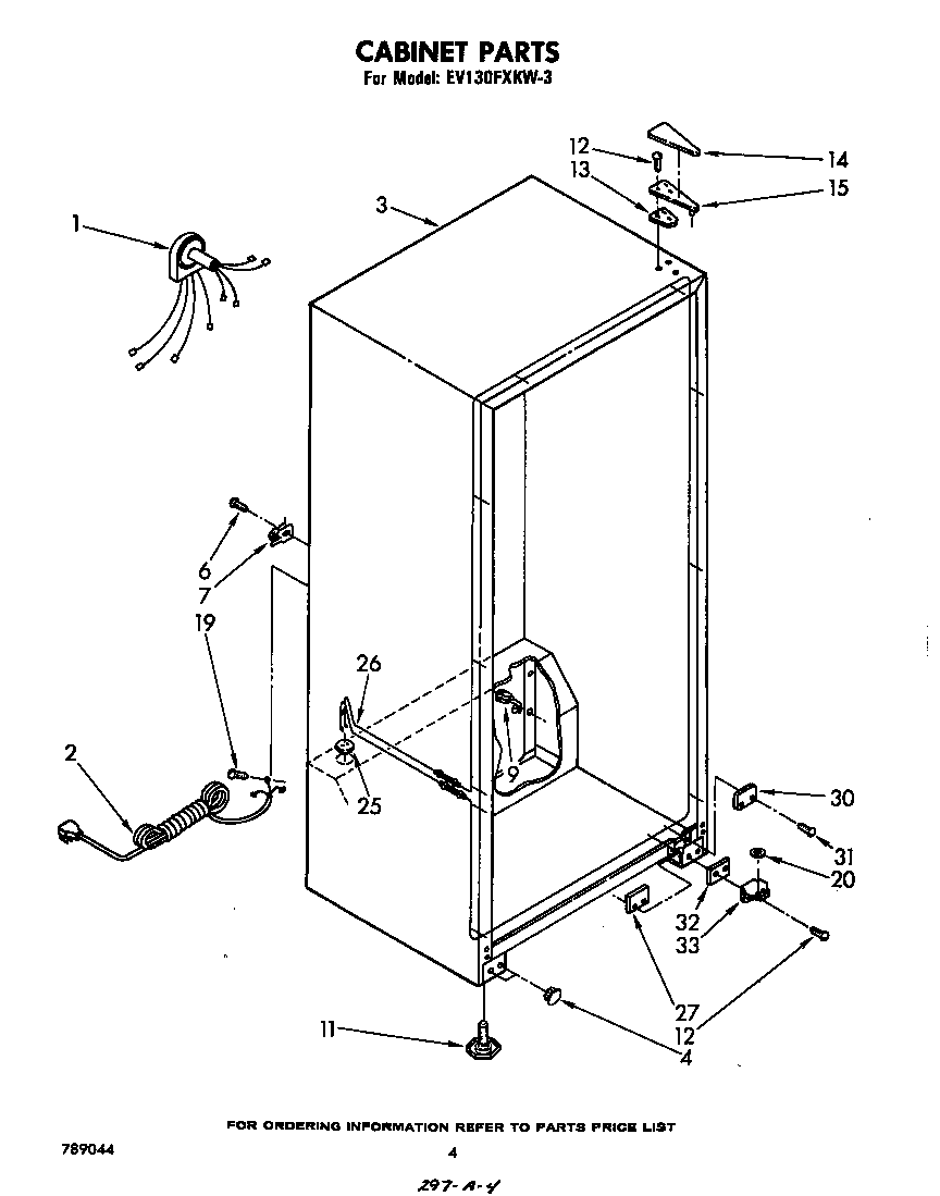 Whirlpool EV130FXKW3 cabinet diagram