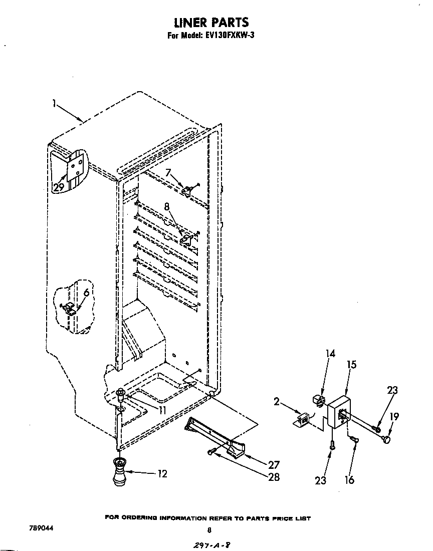 Whirlpool EV130FXKW3 liner diagram
