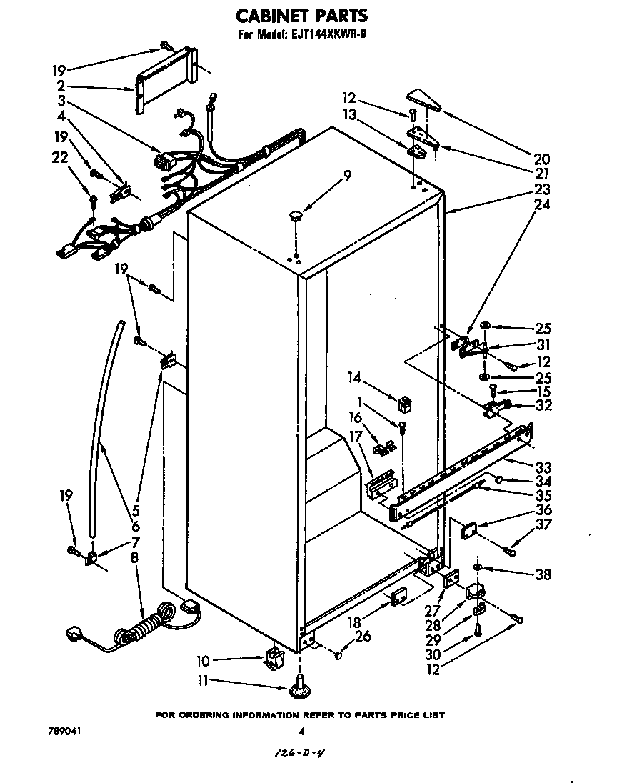Whirlpool EJT144XKWR0 cabinet diagram