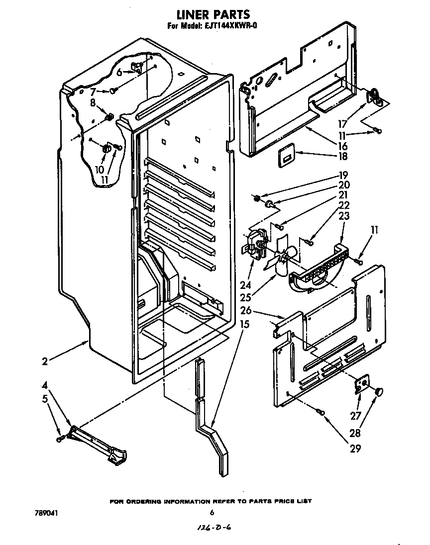 Whirlpool EJT144XKWR0 liner diagram