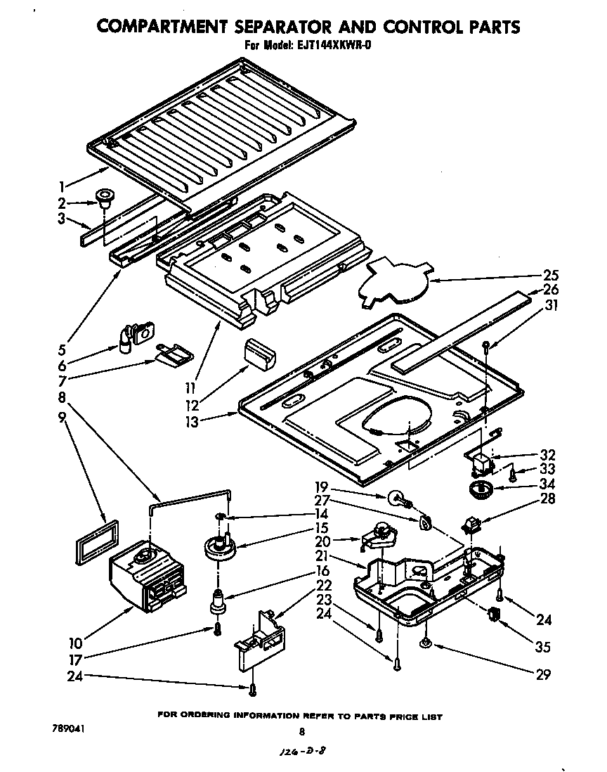 Whirlpool EJT144XKWR0 compartment separator and control diagram
