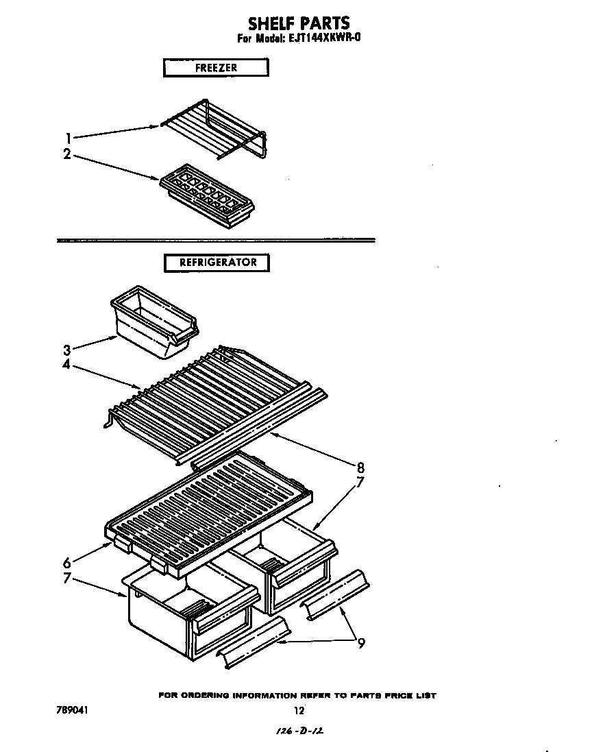 Whirlpool EJT144XKWR0 shelves diagram