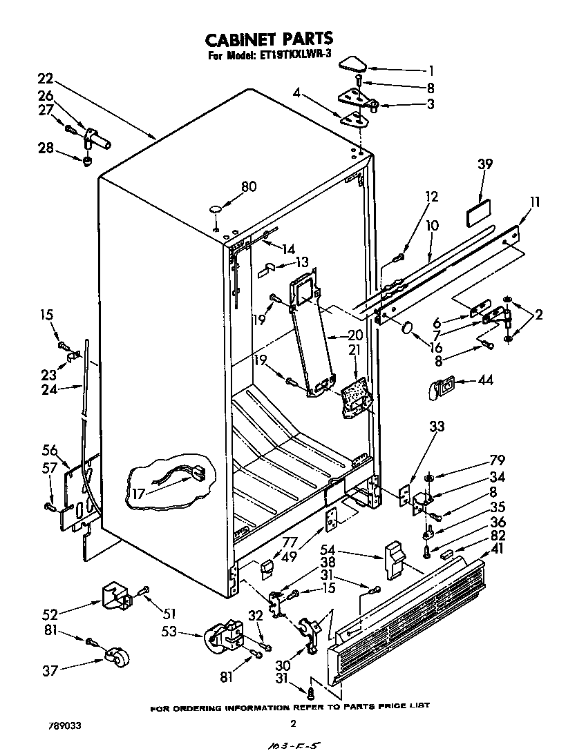 Whirlpool ET19TKXLWR3 cabinet diagram