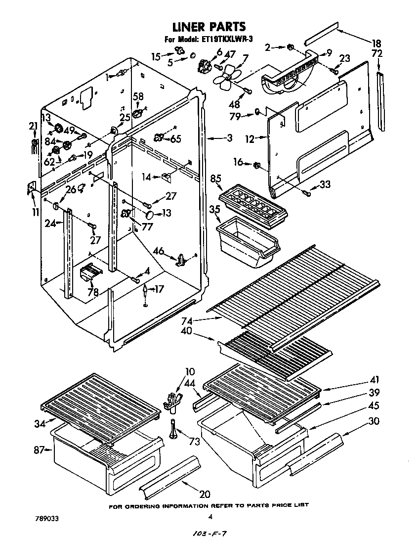 Whirlpool ET19TKXLWR3 liner diagram